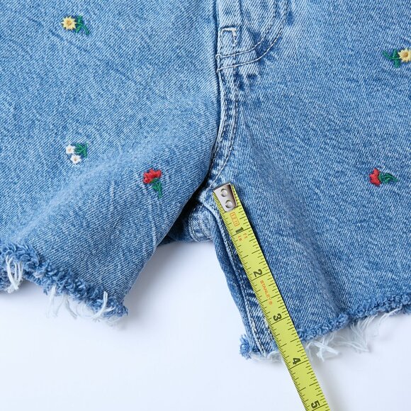 Rails Zuma Embroidered Flower Field Frayed Hem Denim Shorts Size 25 cottagecore - Picture 14 of 16